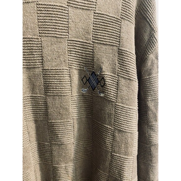 Fairway Outfitters Golf Sweater Men L Brown Textured Checks Golf Club Graphics - Picture 12 of 16